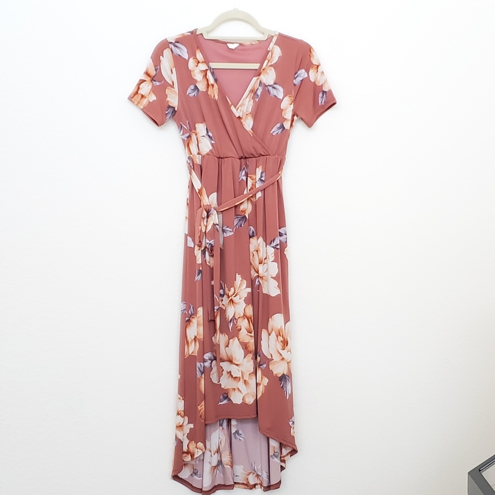 Floral Maternity Hi-Low Wrap Dress
